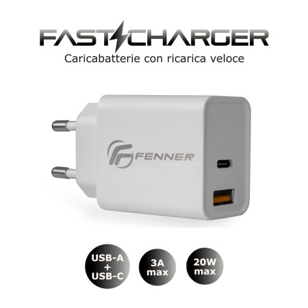 Techmade Caricatore Universale Type-C + USB 20W Fast Charge