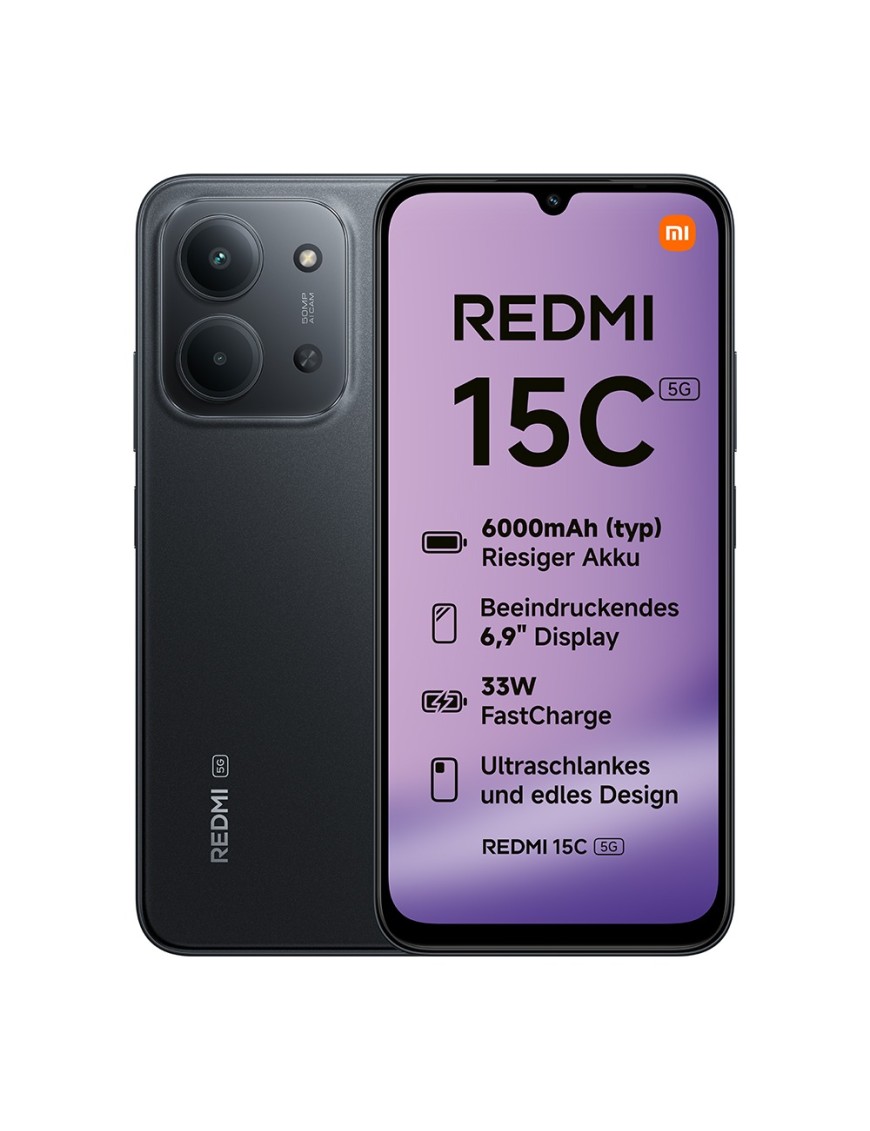 Xiaomi Redmi 15c 4+256GB 6.9" 5G Midnight Black Dual Sim Europa