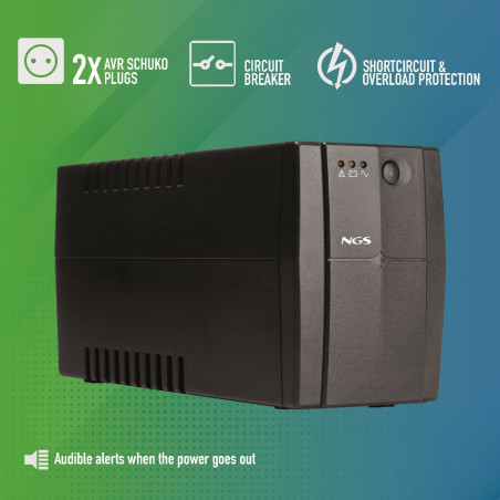 NGS Gruppo di Continuità Fortress900V3 UPS 600VA 360W 2Schuko