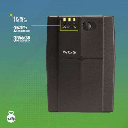 NGS Gruppo di Continuità Fortress900V3 UPS 600VA 360W 2Schuko