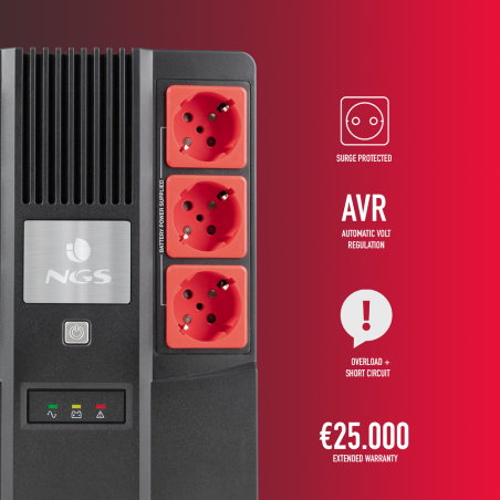 NGS Gruppo di Continuita FortressBunker UPS 600VA 360W 3+3Schuko