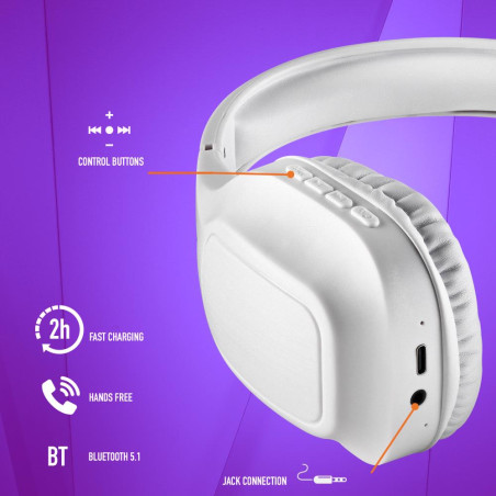 NGS Cuffie Bluetooth +Mic Artica Wrath White