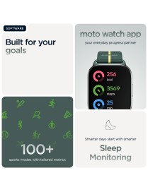 Motorola moto watch fit 4.83 cm (1.9") OLED 44.5 mm Digital Touchscreen Green, Grey GPS (satellite)