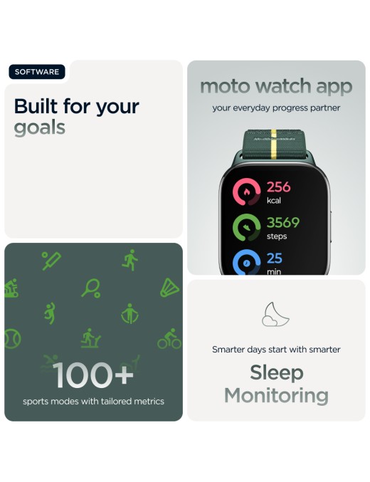 Motorola moto watch fit 4.83 cm (1.9") OLED 44.5 mm Digital Touchscreen Green, Grey GPS (satellite)