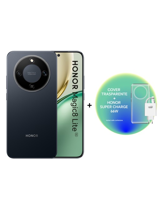 Honor Magic 8 Lite 8+512GB 6.79" 5G Black + Charger + Tpu Case Italia