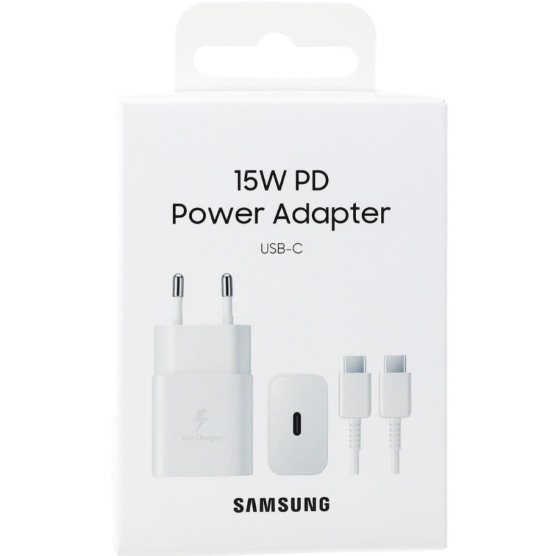 Samsung Caricatore 15W EP-T1510X PD USB-C + Cavo 1m USB-C White