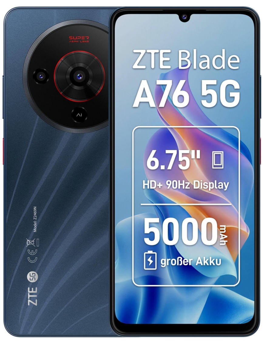 ZTE Blade A76 5G 4+128GB 6.75" Black Dual Sim Europa