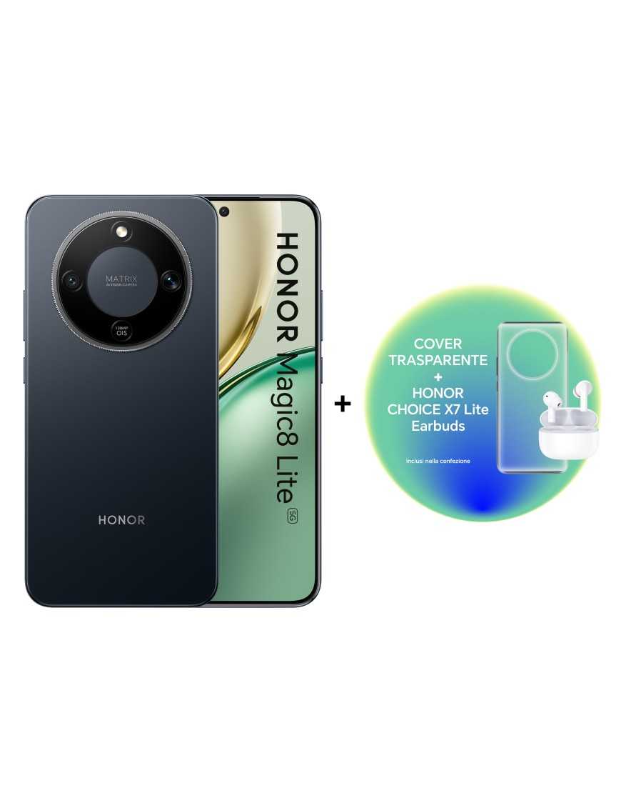 HONOR Magic8 Lite 8+256GB + cover + Choice X7 Lite Earbuds Black Italia