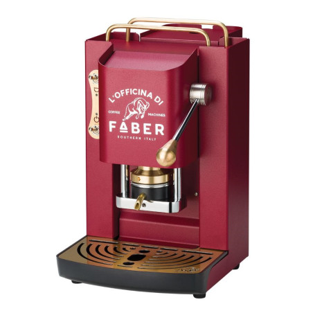 Faber Pro Deluxe Macchina da Caffè Cialde 44mm Cherry Red Ottone