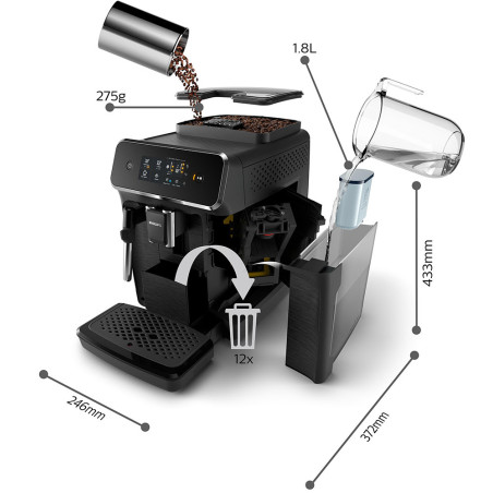 Philips Macchina da Caffè Automatica Grani EP2224/10 1500W