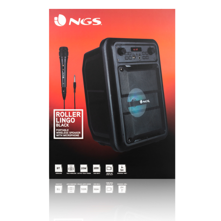 NGS Speaker RollerLingo Portatile Bluetooth TWS +Microfono 20W Nero