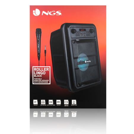 NGS Speaker RollerLingo Portatile Bluetooth TWS +Microfono 20W Nero