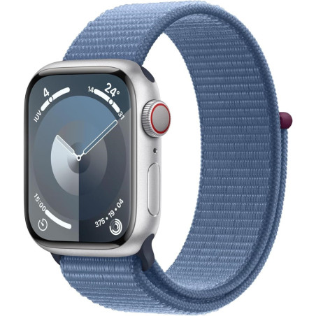 Apple Watch Serie 9 Cell 45mm Aluminium Silver Sport Loop Winter Blue MRMJ3QL/A
