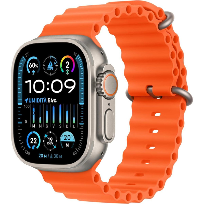Apple Watch Ultra2 Cell 49mm Titanium Ocean Band Orange MREH3TY/A