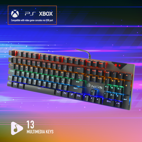 NGS Tastiera Wired Gaming RGB GKX-500 Programmabile