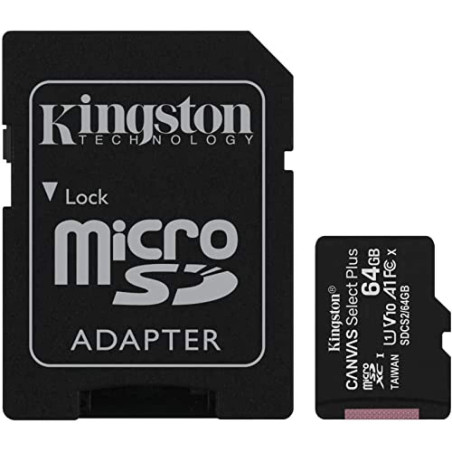 Kingston Micro SD 64GB Classe 10 SDCS2/64GB + Adattatore SD