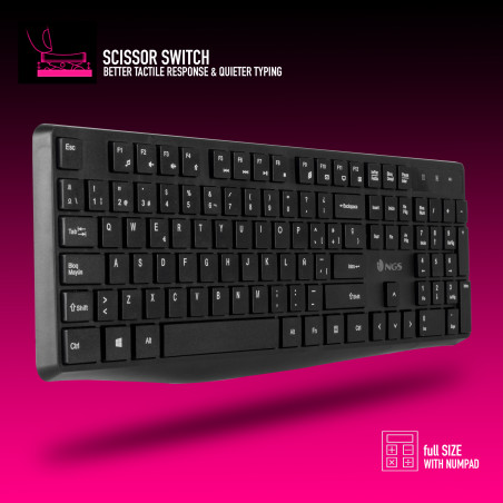 NGS Kit Tastiera + Mouse Wireless Allure Nera