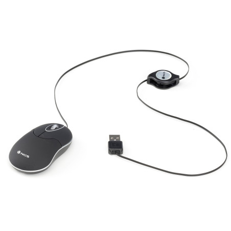 NGS Mouse Mini Wired Sin con Filo Retrattile 1000dpi 3 tasti Nero