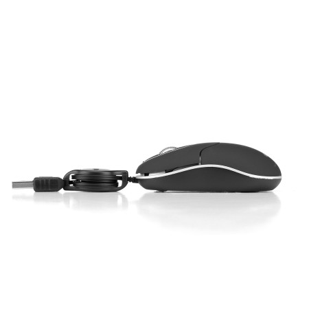 NGS Mouse Mini Wired Sin con Filo Retrattile 1000dpi 3 tasti Nero