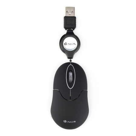 NGS Mouse Mini Wired Sin con Filo Retrattile 1000dpi 3 tasti Nero