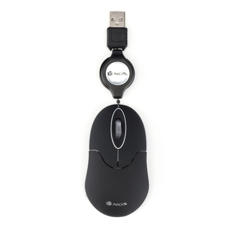 NGS Mouse Mini Wired Sin con Filo Retrattile 1000dpi 3 tasti Nero