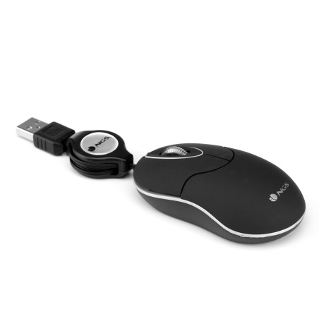 NGS Mouse Mini Wired Sin con Filo Retrattile 1000dpi 3 tasti Nero