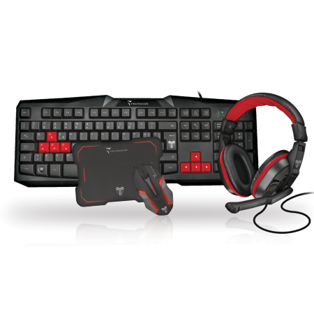 Techmade Kit Tastiera + Mouse Wireless + Tappetino + Cuffia Gaming