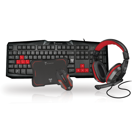 Techmade Kit Tastiera + Mouse Wireless + Tappetino + Cuffia Gaming