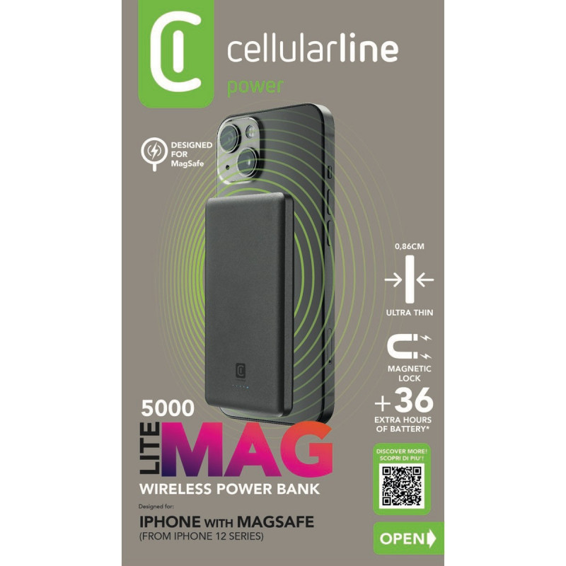 Cellularline Powerbank iPhone MAG Lite 5000mhA MagSafe Gray
