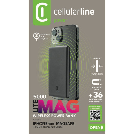 Cellularline Powerbank iPhone MAG Lite 5000mhA MagSafe Gray