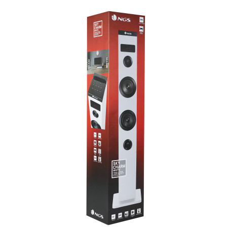 NGS Speaker a Torre Sky Charm Bluetooth USB RadioFM AUX 50W Bianca