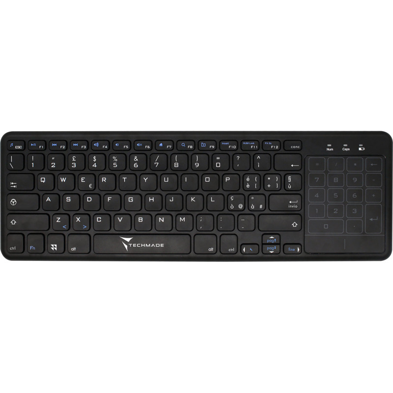 Techmade Tastiera Wireless TM-BK268T con Touchpad Black