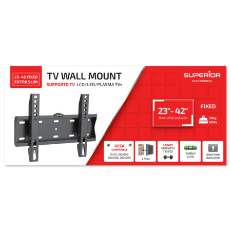 Superior Staffa TV SUPSTV001 23"-42" Fixed Extra Slim 30Kg