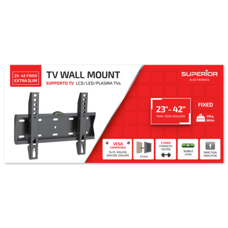Superior Staffa TV SUPSTV001 23"-42" Fixed Extra Slim 30Kg