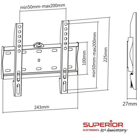 Superior Staffa TV SUPSTV001 23"-42" Fixed Extra Slim 30Kg