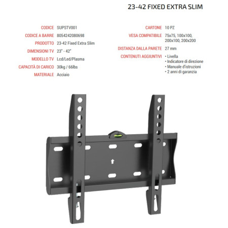 Superior Staffa TV SUPSTV001 23"-42" Fixed Extra Slim 30Kg