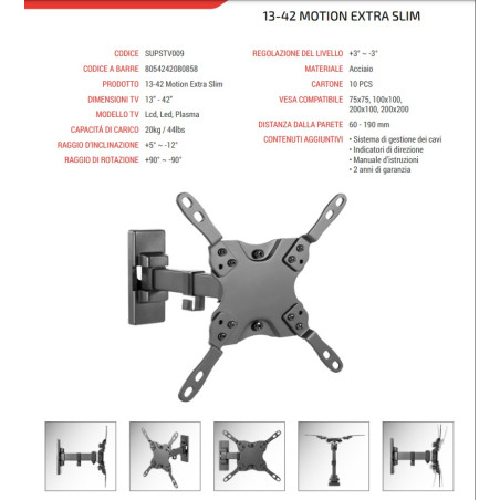 Superior Staffa TV SUPSTV009 13"- 42" Motion Extra Slim 20Kg
