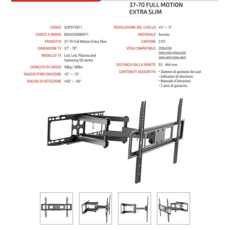 Superior Staffa TV SUPSTV011 37"-80" Full Motion Extra Slim 40Kg