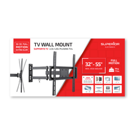 Superior Staffa TV SUPSTV003 32"-55" Full Motion Extra Slim 35Kg