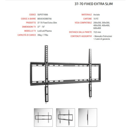Superior Staffa TV SUPSTV006 37"-70" Fixed Extra Slim 35Kg