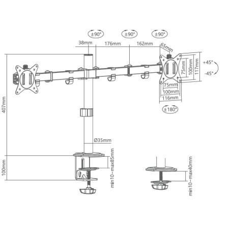 Superior Staffa Monitor Doppio 17"-32" Motion SUPSPC002