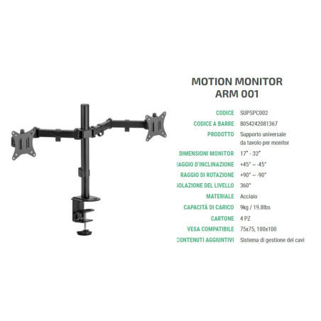Superior Staffa Monitor Doppio 17"-32" Motion SUPSPC002