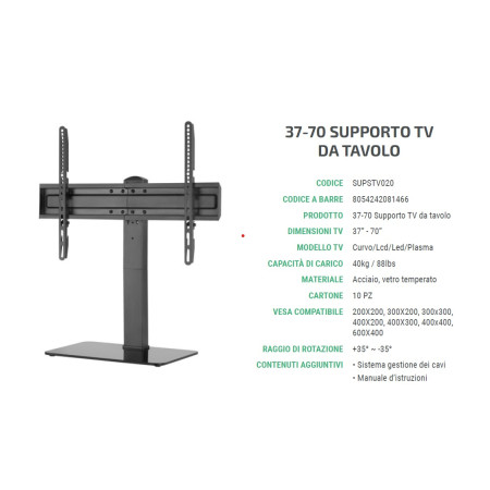 Superior Staffa TV 37"-70" Table Top 40Kg SUPSTV020