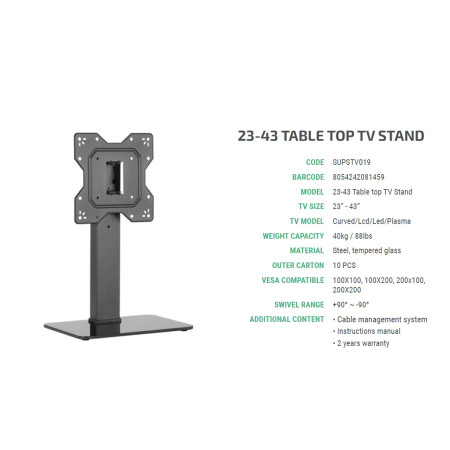 Superior Staffa TV 23"-42" Table Top 40Kg SUPSTV019