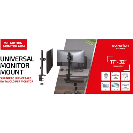 Superior Staffa Monitor Singolo 17"-32" Motion SUPSPC001