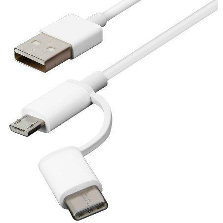 Xiaomi Cavo Mi 2 in 1 da USB a microUSB/Type-C 1m White
