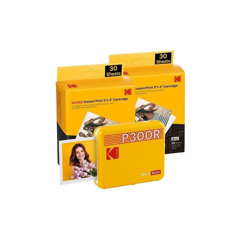 Kodak Mini 3 Retro P300R Stampante Fotografica BT +60 Fogli Yellow