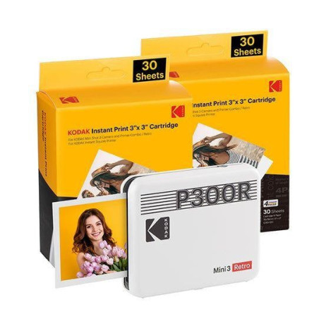 Kodak Mini 3 Retro P300R Stampante Fotografica BT +60 Fogli White