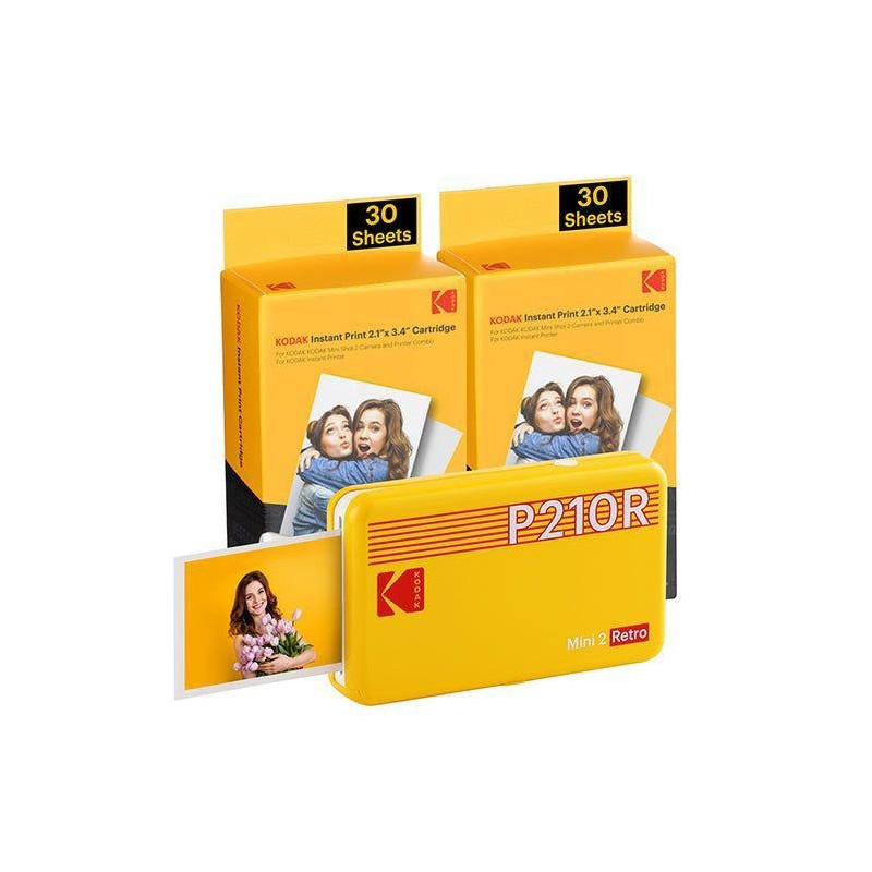 Kodak Mini 2 Retro P210R Stampante Fotografica BT +60 Fogli White