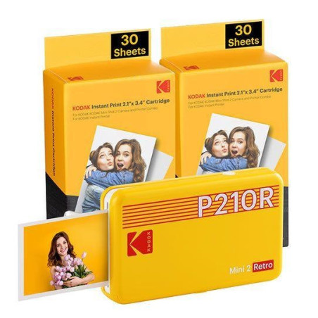Kodak Mini 2 Retro P210R Stampante Fotografica BT +60 Fogli White